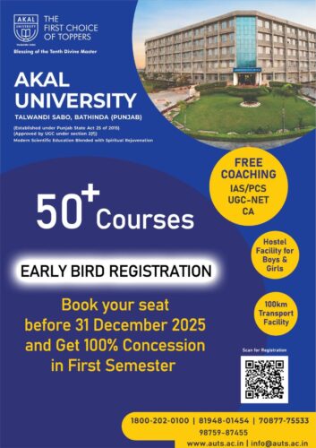 Begin Your Degree with a 100% Tuition Fee Concession – Akal University Opens Early Bird Registration
