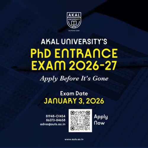 Akal University Opens Doors to Future Researchers PhD Entrance Exam 2026–27